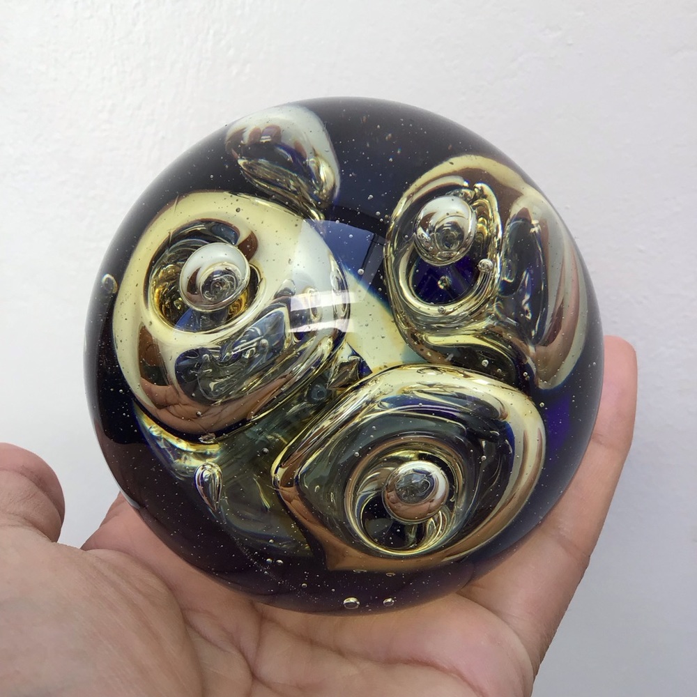 FINAL SALE Vintage Glass Art Bubble Paperweight